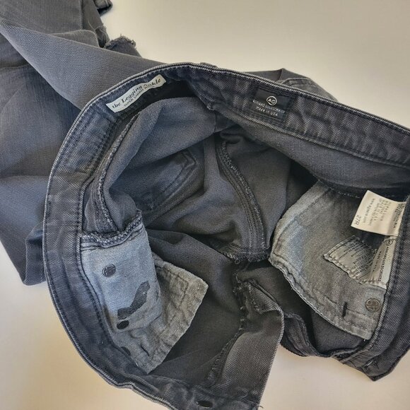 AG Legging Skinny Ankle Jean in Faded Black Dark Gray Destroyed - Picture 7 of 9